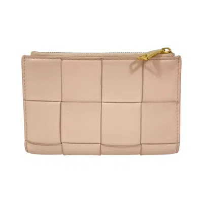 Pre-owned Bottega Veneta Pink Beige Leather Wallet (bi-fold) ()