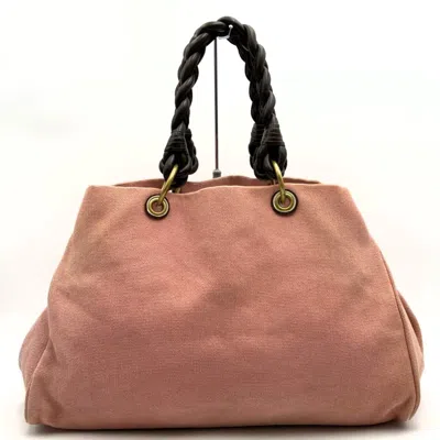Pre-owned Bottega Veneta Pink Canvas Handbag Tote Bag ()