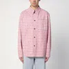 Bottega Veneta Men Pink Check Print Leather Shirt In Pink