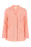 BOTTEGA VENETA PINK CHENILLE CARDIGAN