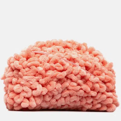 Pre-owned Bottega Veneta Pink Chenille The Mini Pouch