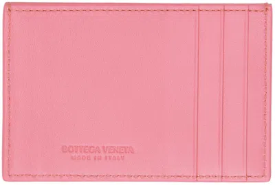 Bottega Veneta Pink Credit Card Case In 5090 Milkshake Gold