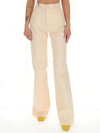 Bottega Veneta Pink Denim Jeans With Front Button And Zip Closure In Neutral