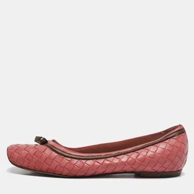 Pre-owned Bottega Veneta Pink Intrecciato Leather Ballet Flats Size 36