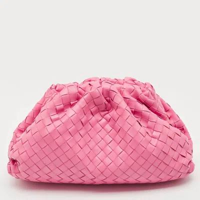 Pre-owned Bottega Veneta Pink Intrecciato Leather Classic The Pouch