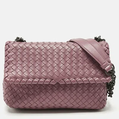 Pre-owned Bottega Veneta Pink Intrecciato Leather Small Olimpia Shoulder Bag