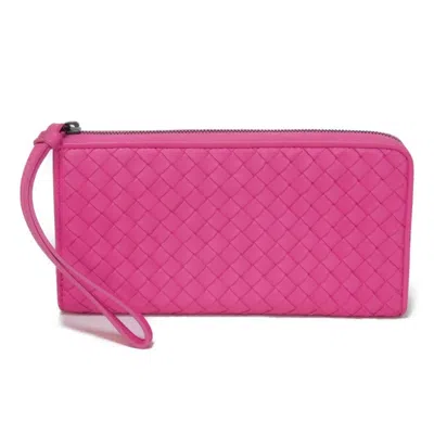 Pre-owned Bottega Veneta Pink Intrecciato Long Wallet (bi-fold) ()
