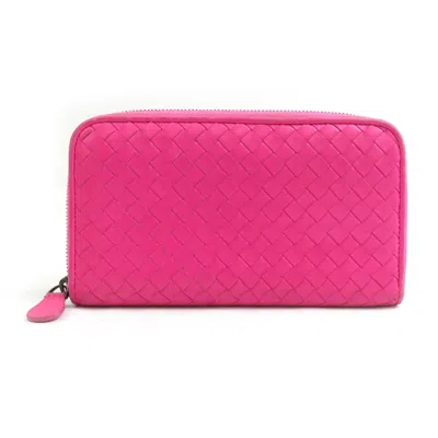 Pre-owned Bottega Veneta Pink Intrecciato Long Wallet (bi-fold) ()