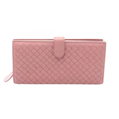 Pre-owned Bottega Veneta Pink Intrecciato Long Wallet (bi-fold) ()