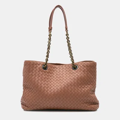 Pre-owned Bottega Veneta Pink Large Nappa Intrecciato Classic Chain Strap Tote