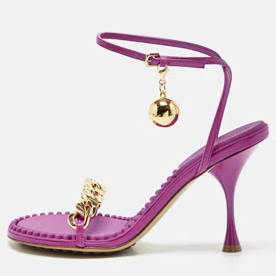 Pre-owned Bottega Veneta Pink Leather Dot Embellished Ankle Strap Sandals Size 38
