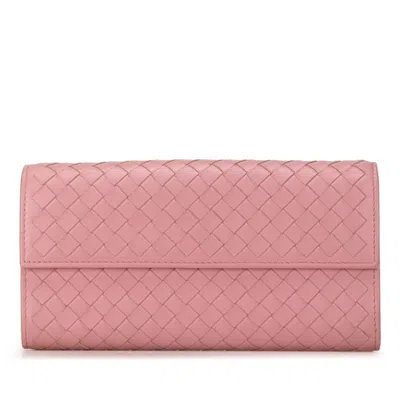 Pre-owned Bottega Veneta Pink Leather Long Wallet (bi-fold) ()