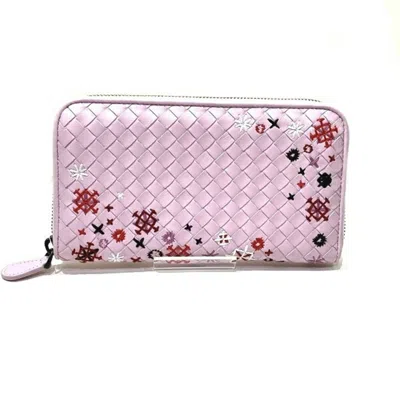 Pre-owned Bottega Veneta Pink Leather Long Wallet (bi-fold) ()