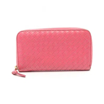Pre-owned Bottega Veneta Pink Leather Long Wallet (bi-fold) ()