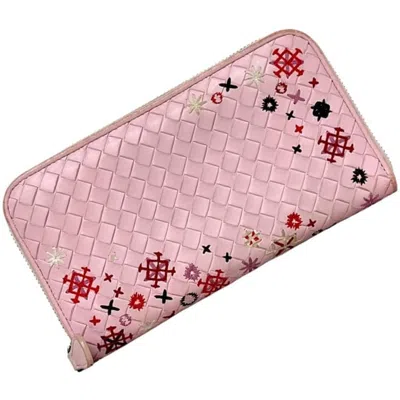 Pre-owned Bottega Veneta Pink Leather Long Wallet (bi-fold) ()