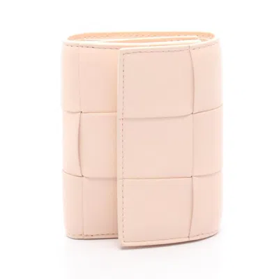 Pre-owned Bottega Veneta Pink Leather Wallet (tri-fold) ()