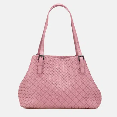 Pre-owned Bottega Veneta Pink Medium Nappa Intrecciato Cesta Tote