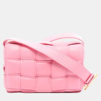 Pre-owned Bottega Veneta Pink Nappa Intrecciato Padded Cassette Crossbody