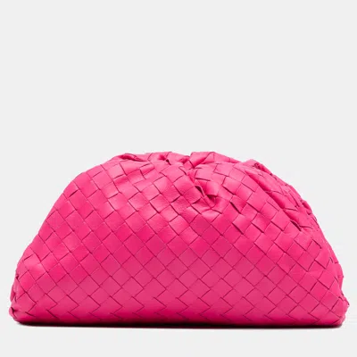 Pre-owned Bottega Veneta Pink Nappa Intrecciato The Mini Pouch