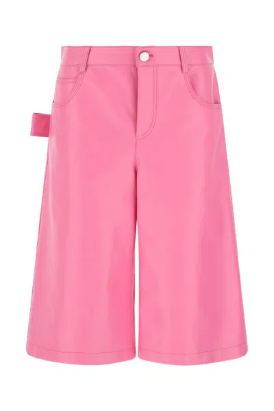 BOTTEGA VENETA BOTTEGA VENETA PINK NAPPA LEATHER BERMUDA SHORTS