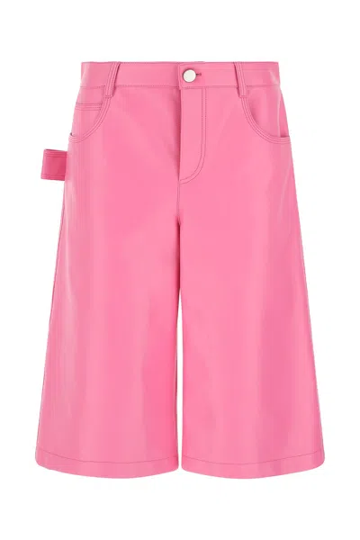 BOTTEGA VENETA PINK NAPPA LEATHER BERMUDA SHORTS