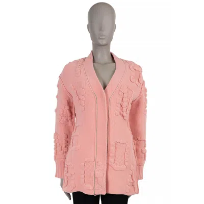 Pre-owned Bottega Veneta Pink Polyamide 2022 Logo Chenille Cardigan Sweater S