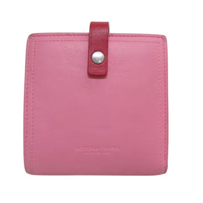 Pre-owned Bottega Veneta Pink Red Color Leather Wallet (bi-fold) () In Multi
