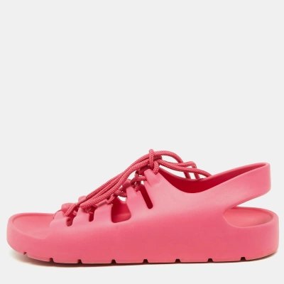 Pre-owned Bottega Veneta Pink Rubber Jelly Sandals Size 37