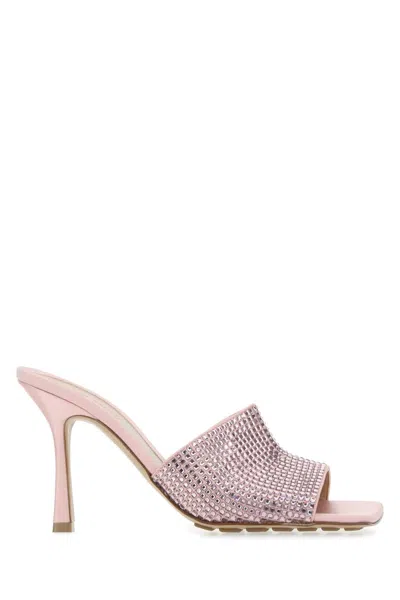 Bottega Veneta Pink Satin Stretch Mules