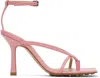 BOTTEGA VENETA PINK STRETCH HEELED SANDALS