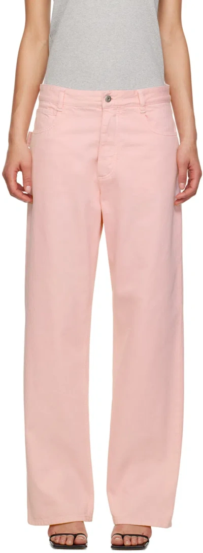 Bottega Veneta Pink Wide-leg Jeans In 8176 Camelia