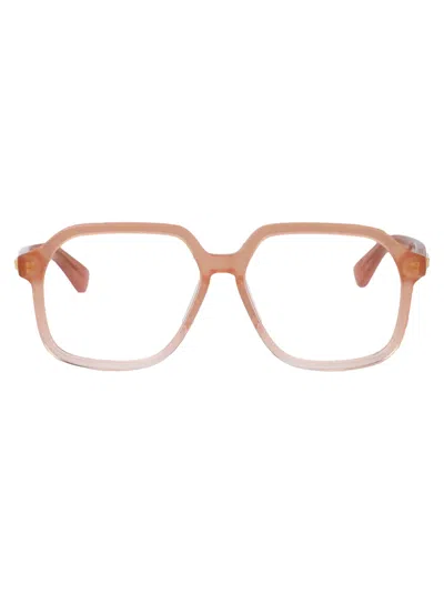 Bottega Veneta Pink-pink-transparent Recycled Acetate Glasses In Brown