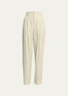 BOTTEGA VENETA PINTUCK STRAIGHT LEG TECHNICAL COTTON TROUSERS