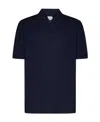 Bottega Veneta Blue Polo With Classic Collar And Embroidered Logo On The Front In Tone On Tone Cotto In Blue