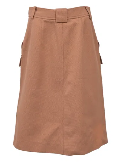 Pre-owned Bottega Veneta Piqué-weave A-line Midi Skirt In Neutral