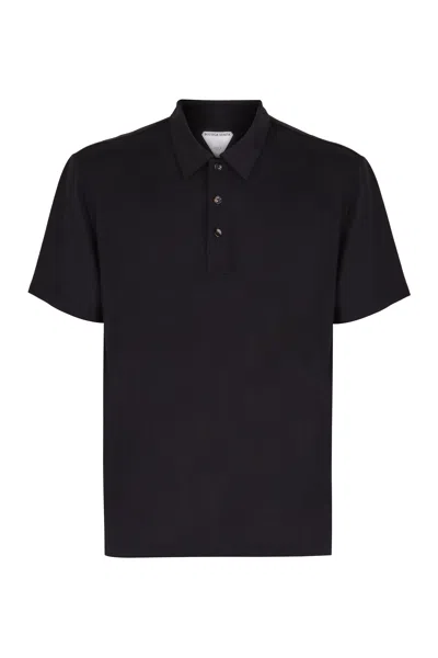 Bottega Veneta Piquet Polo Shirt In Black