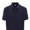 Bottega Veneta Piquet Polo Shirt With Signature Embroidery In Blue