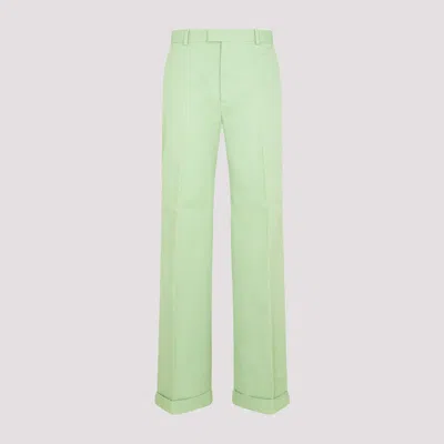 Bottega Veneta Pleated Cotton-twill Wide-leg Pants In Green