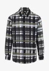 Bottega Veneta Checked Collar Shirt Long Sleeves In Gray