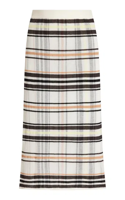 Bottega Veneta Plaid Cotton Skirt In Ivory