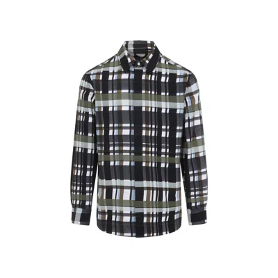 Bottega Veneta Checked Collar Shirt Long Sleeves In Gray