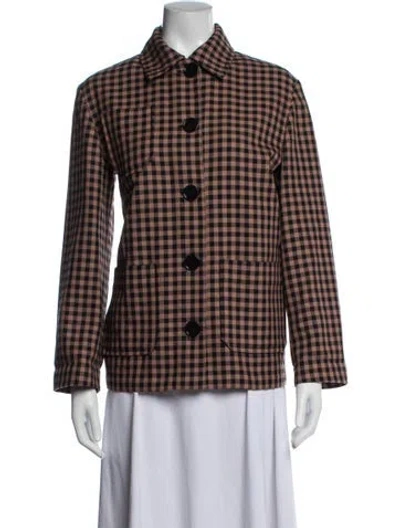 Pre-owned Bottega Veneta Plaid Print Jacket In Brown