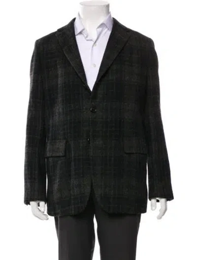 Pre-owned Bottega Veneta Plaid Print Peacoat In Multi