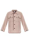 Bottega Veneta Womens Pearl Abyss Scarlet Check-print Buttoned-pockets Woven-blend Shirt In Multicolour