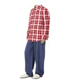 Bottega Veneta Checked Woven Overshirt In Tomato/chalk/black