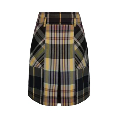 Pre-owned Bottega Veneta Plaid Skirt 'black/yellow' | Women's Size 40