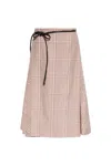 Bottega Veneta Check Tech Viscose Midi Skirt Clothing In Multicolour