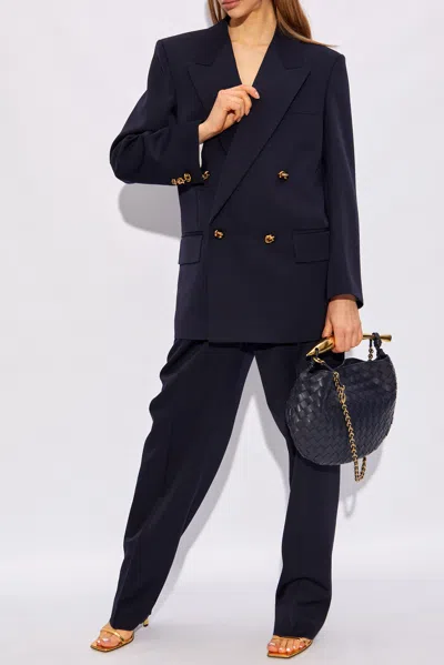 Bottega Veneta Pleat-front Trousers In Navy Blue