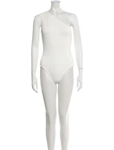 Pre-owned Bottega Veneta Pleated Accents One-piece Swimsuit W/ Tags In White