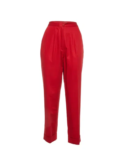 Pre-owned Bottega Veneta Pleated Cotton Trousers In Red